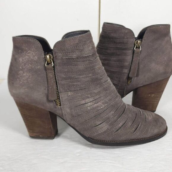 Paul Green Women's Malibu US7,5-8 AU5 Leather Sliced Metallic Earth Ankle Boots - Picture 9 of 13